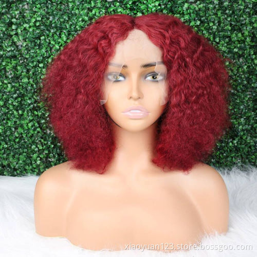 Mayqueen Cheap Natural 10A Afro Wave Short Wig Transparent Braided HD Lace Front Wigs 100% Virgin Human Hair For Black Women